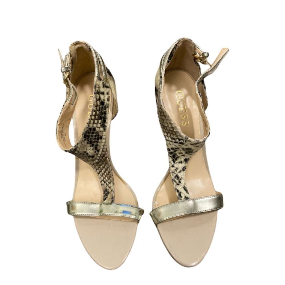 Guess Nazir Natural Multi Snakeskin Open Toe Sandals